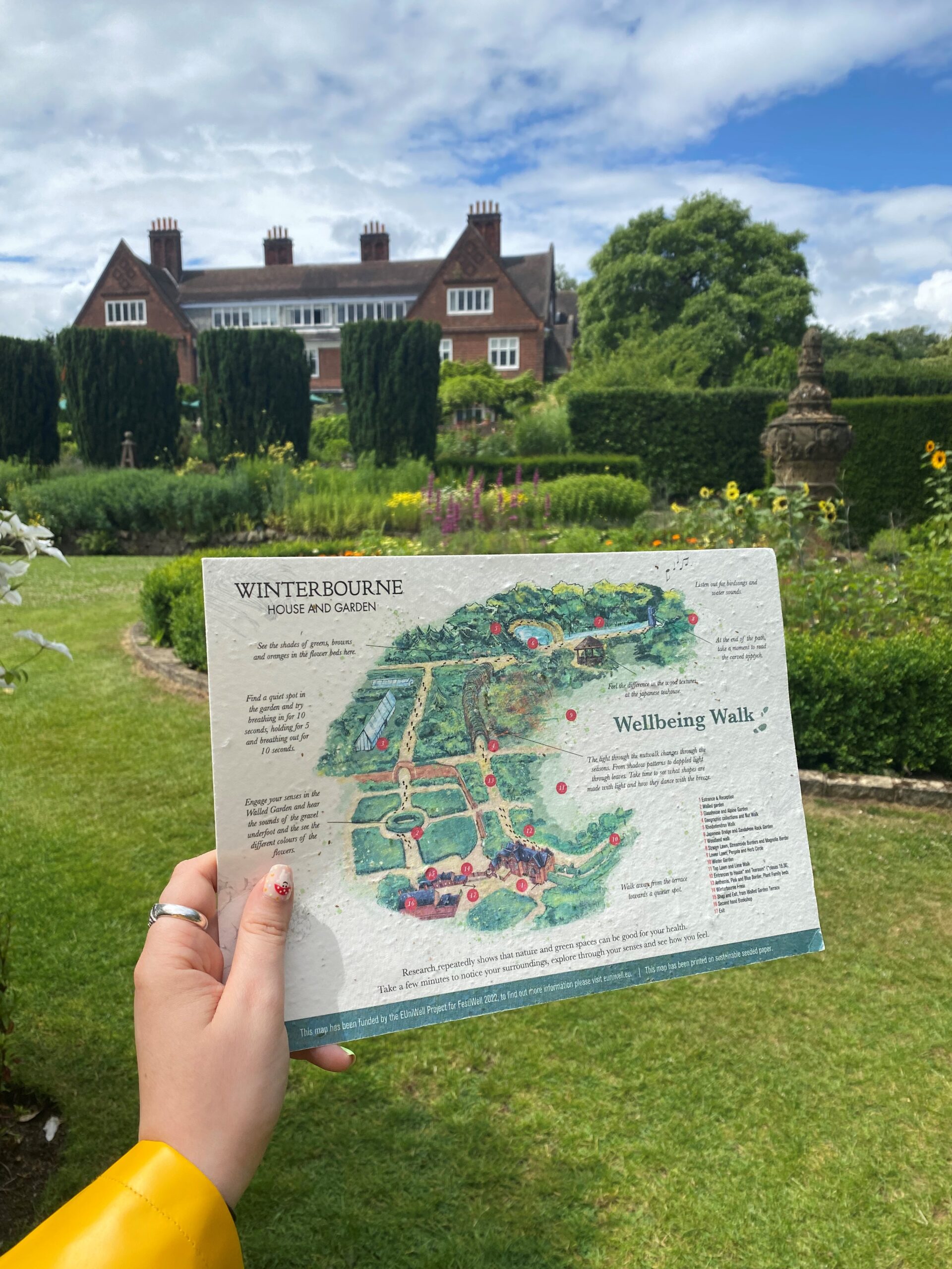 Image of a green illustrated map of Winterbourne House and Gardens